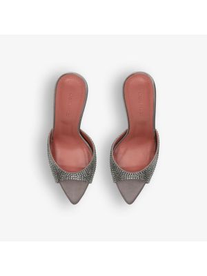 Замшевые босоножки на каблуке Amina Muaddi серые