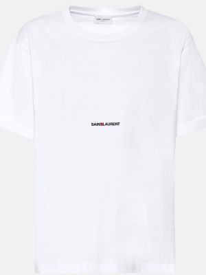 Белая хлопковая футболка Saint Laurent