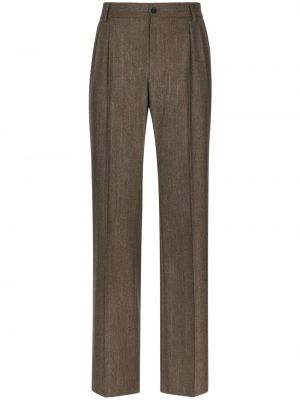 Prugaste hlače bootcut od flanela Dolce & Gabbana smeđa