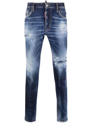 Proste jeansy z przetarciami Dsquared2 niebieskie