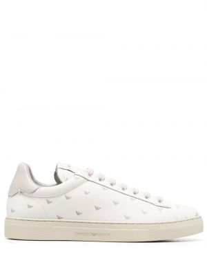 Blonder trykt snøring sneakers Emporio Armani hvit