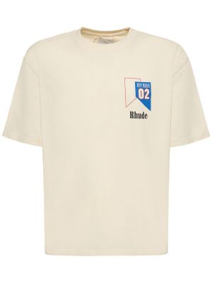 Bavlněné tričko s potiskem Rhude bílé