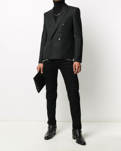 Jersey de punto de cuello vuelto de tela jersey Saint Laurent negro