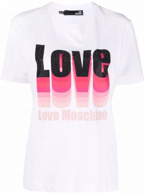 Trykt bomull t-skjorte Love Moschino hvit