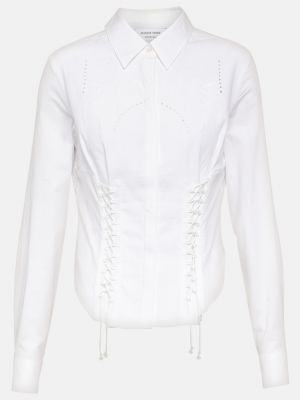 Ажурная льняная рубашка с вышивкой Marine Serre белая