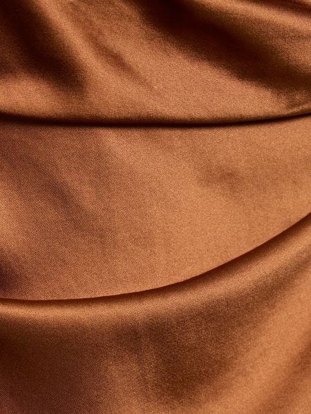 Svilena mini haljina s draperijom Christopher Esber smeđa