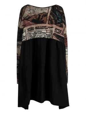Kleid mit print Rundholz schwarz