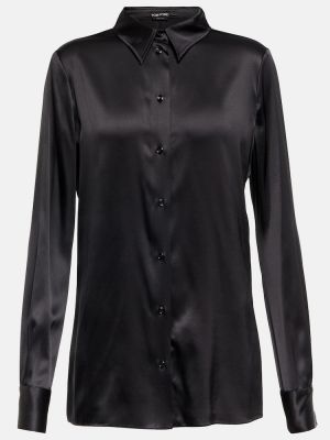 Μεταξωτό σατέν πουκάμισο Tom Ford μαύρο
