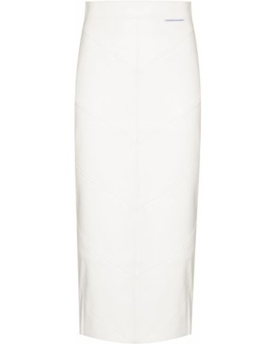 Falda de tubo ajustada de cuero Aleksandre Akhalkatsishvili blanco