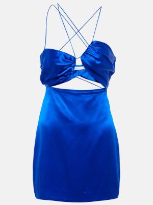Асиметрична копринена сатенена рокля The Sei синьо