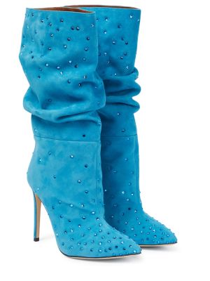 Semišové kotníkové boty Paris Texas modré
