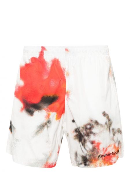 Kratke hlače s cvjetnim printom Alexander Mcqueen bijela