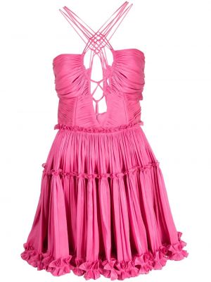 Πλισέ κοκτέιλ φόρεμα Costarellos ροζ