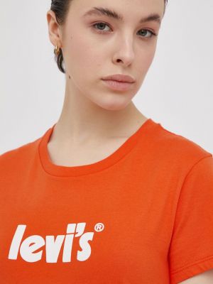 Koszulka bawełniana Levi's pomarańczowa
