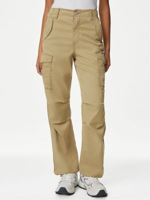 Kalhoty z lyocellu Marks & Spencer béžové