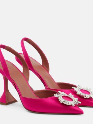 Slingback satin pumps Amina Muaddi pink