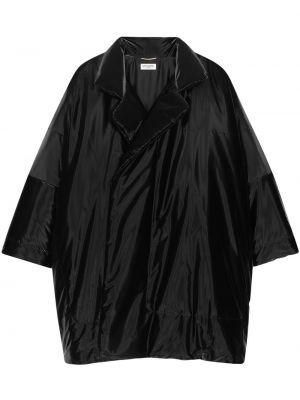 Lakierowany płaszcz oversize Saint Laurent czarny