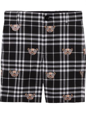 Trykt sjekket shorts for jenter Burberry Kids svart