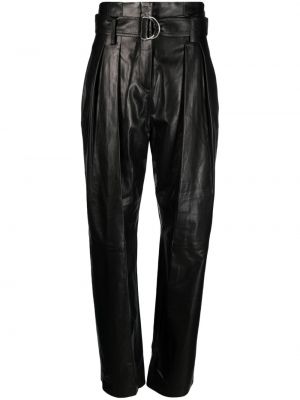 Kožené rovné kalhoty Iro černé
