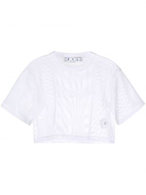 Tricou cu broderie plasă Off-white alb