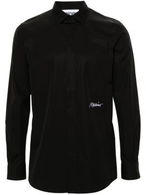 Bavlnená košeľa s výšivkou Moschino čierna