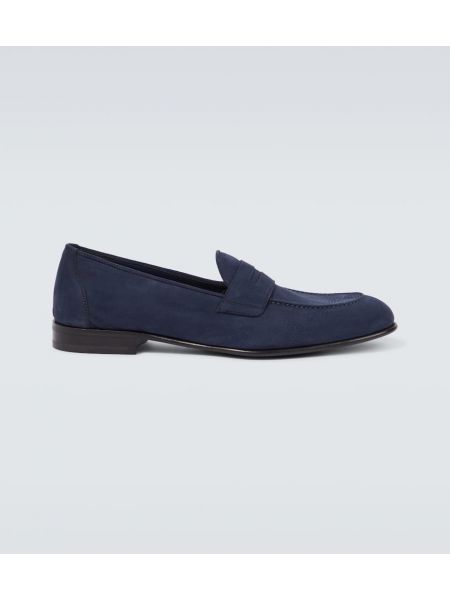 Skinn loafers Brioni blå