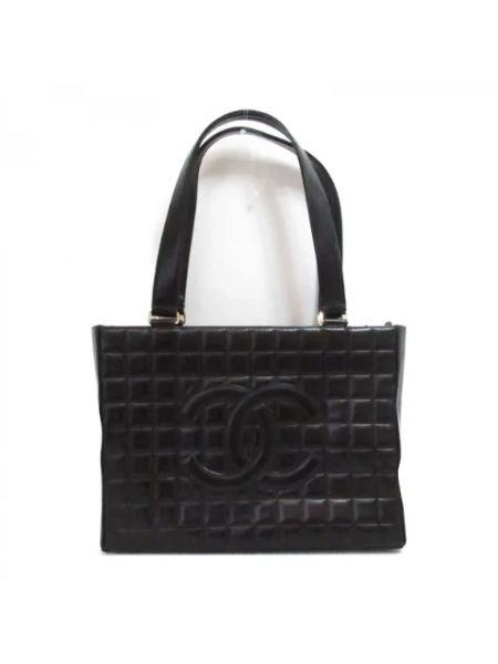 Bolso shopper de cuero retro Chanel Vintage negro