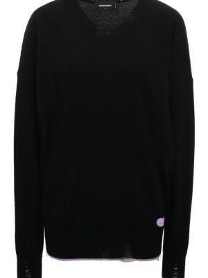 Кашемировый шерстяной пуловер Dsquared2 черный