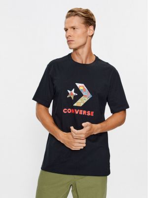 T-shirt à motif chevrons à motif étoile Converse noir