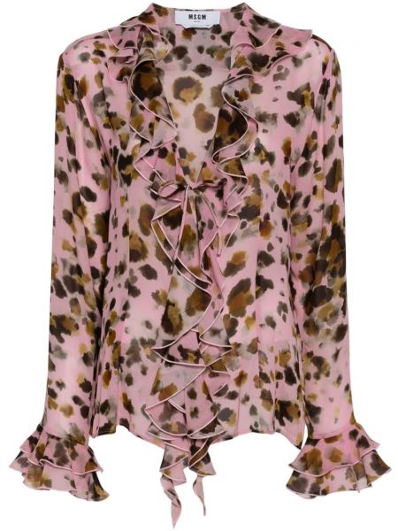 Bluza s potiskom z leopardjim vzorcem Msgm roza
