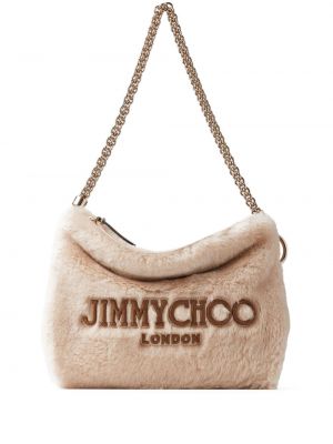 Кожа чанта за ръка Jimmy Choo кафяво