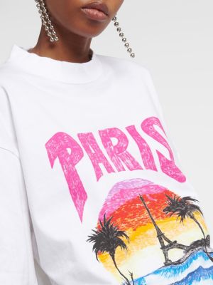 Jersey bombažna majica s tropskim vzorcem Balenciaga