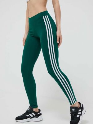 Csíkos leggings Adidas Originals zöld