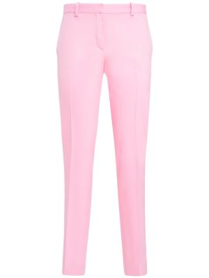 Vunene hlače ravnih nogavica Versace ružičasta
