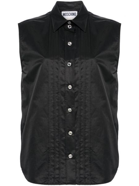 Αμάνικο πουκάμισο με κουμπιά με πετραδάκια Moschino μαύρο