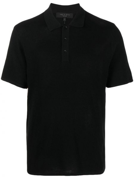 Megztas polo marškinėliai Rag & Bone juoda