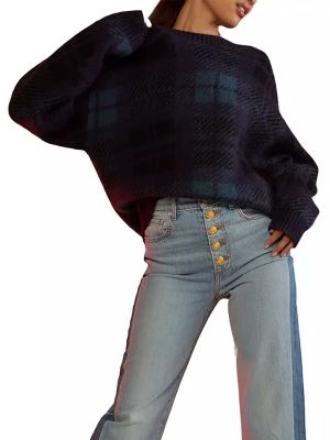 Мохеровый жаккардовый клетчатый свитер Cynthia Rowley черный