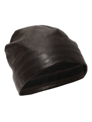 Кожаная шапка Giorgio Armani коричневая