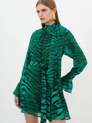 Тигровое платье мини с принтом Karen Millen зеленое