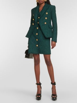 Rochie din tweed Balmain verde