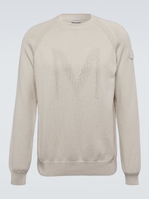 Памучен пуловер Moncler бежово
