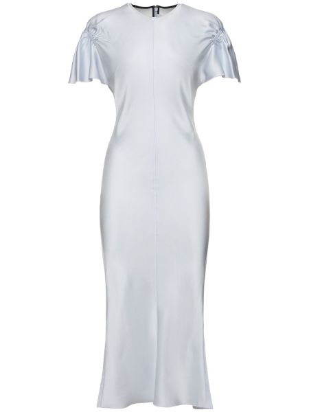Viskózové midi šaty Victoria Beckham bílé