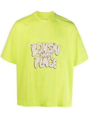 Pamut póló nyomtatás Bonsai zöld