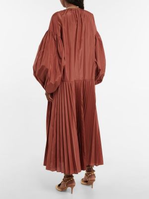 Rochie midi de mătase plisată Valentino maro