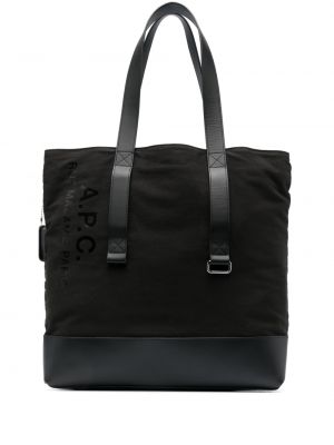 Памучни шопинг чанта с принт A.p.c. черно