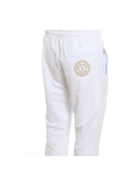 Pantalones de chándal de algodón Versace Jeans Couture blanco