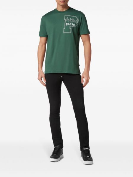 Raštuotas medvilninis marškinėliai Philipp Plein žalia