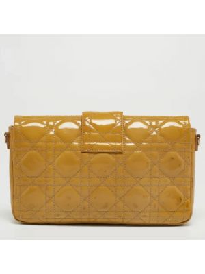 Bolso clutch de cuero Dior Vintage amarillo