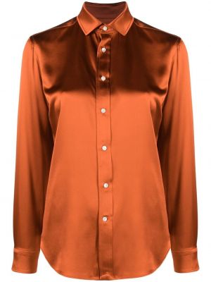 Копринена сатенена риза Polo Ralph Lauren оранжево