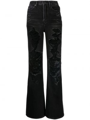 Obnosené džínsy s rovným strihom Goen.j čierna